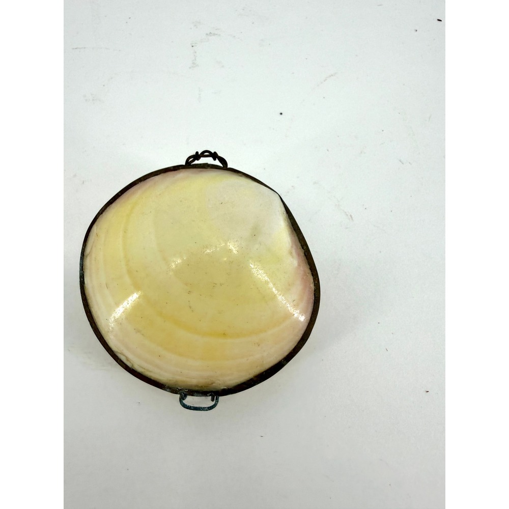 Antique Clamshell Coin Purse Trinket Box‎ 2.5" x 3" Metal Hinged Vintage